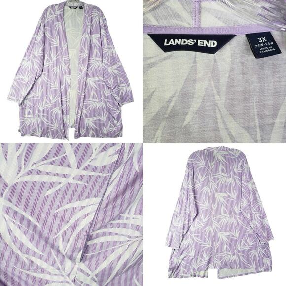 Lands End Cardigan Jersey Knit Rayon Long Sleeve Tropical Womens Plus Size 3X - Picture 1 of 10